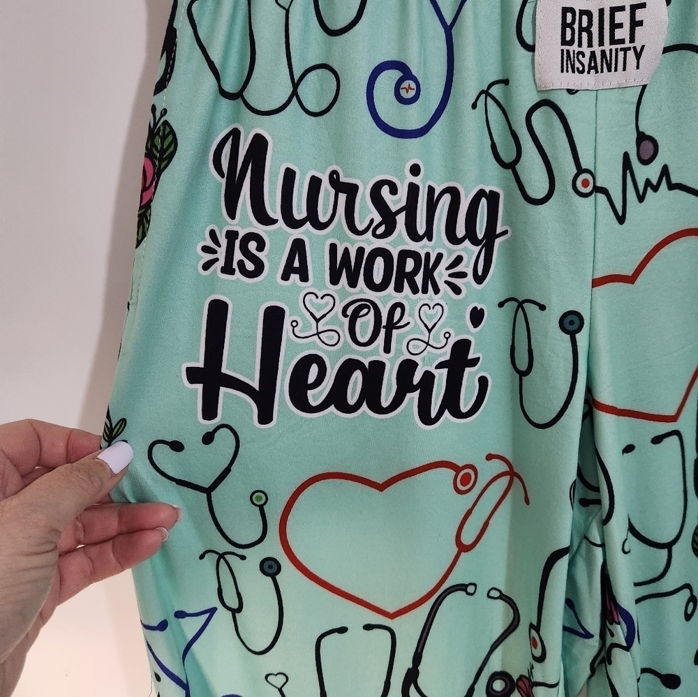 Mint Green Nursing Themed Lounge Pants, Size Med, NWT - Picture 2 of 9